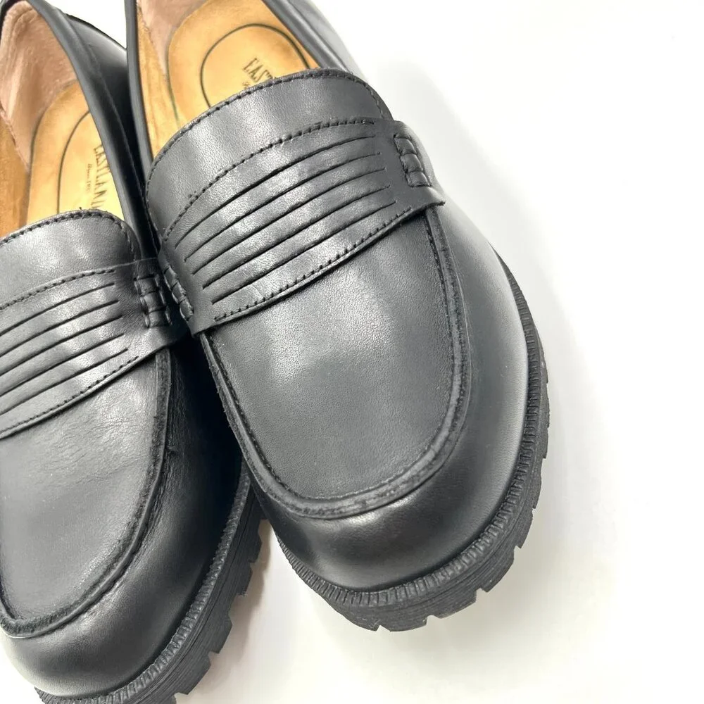 Eastland‎ Womens Size 10 Newbury Black Leather Chunky Lugs Sole Loafers Shoes